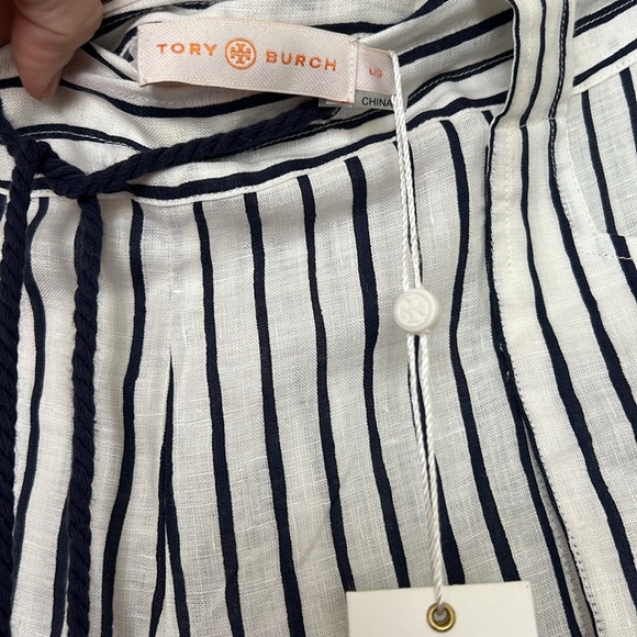 NWT striped linen Tory Buch pants, size L - Picture 3 of 5